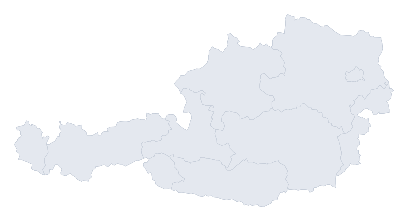 Karte von Österreich mit Versteigerungsstandorten